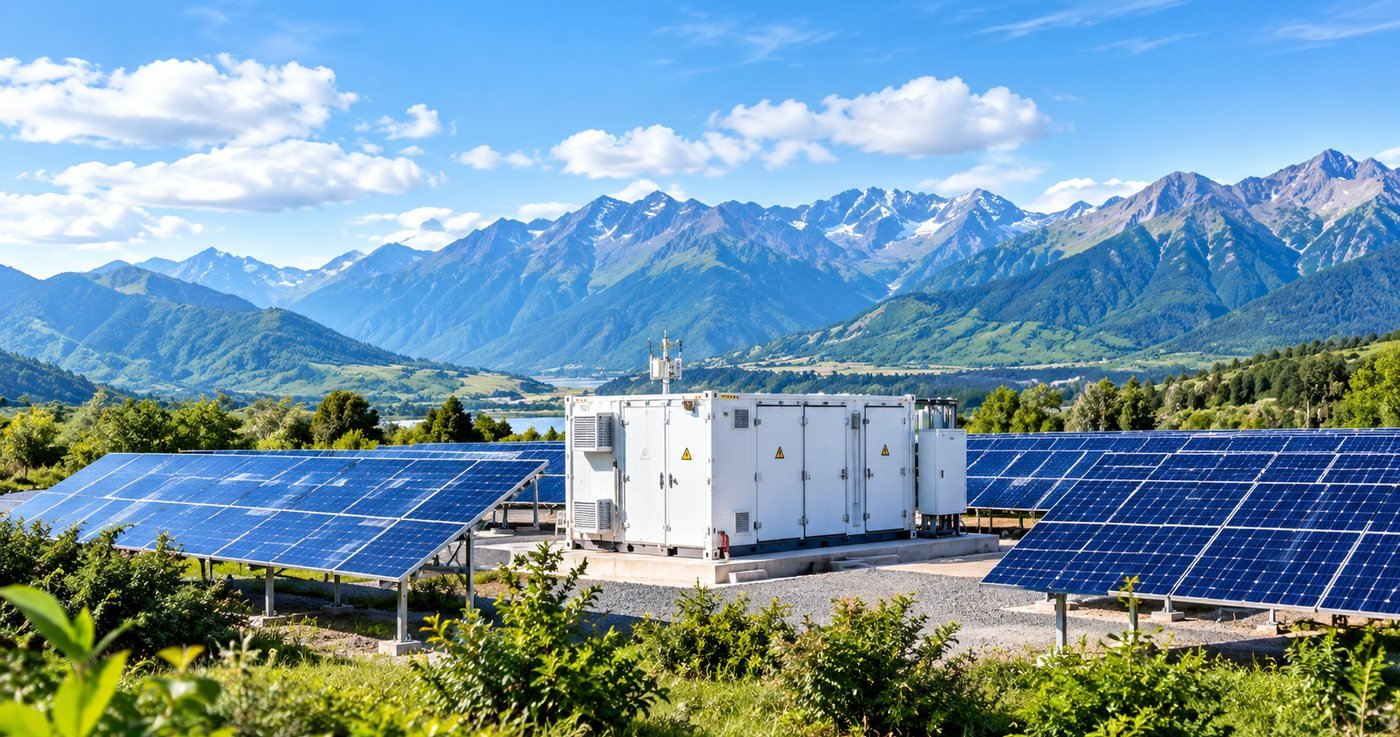 Off-grid solar power system illustration