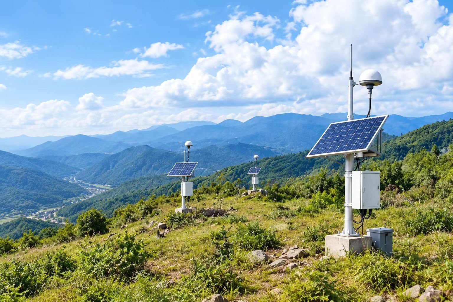 Solar power system for slope GNSS monitoring