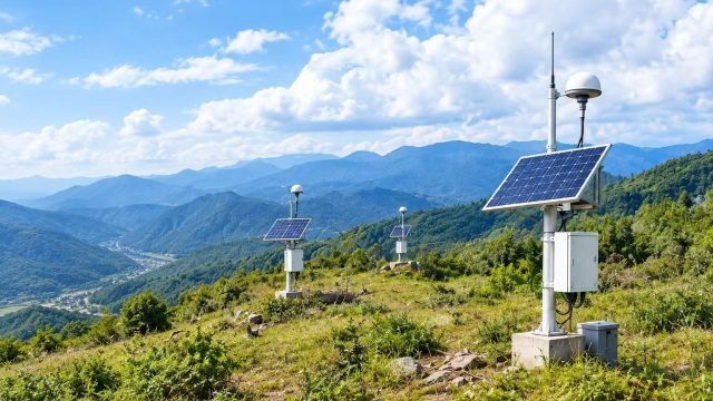 Solar power system for slope GNSS monitoring