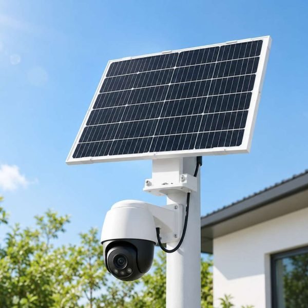 Q series solar power unit with dome camera on pole