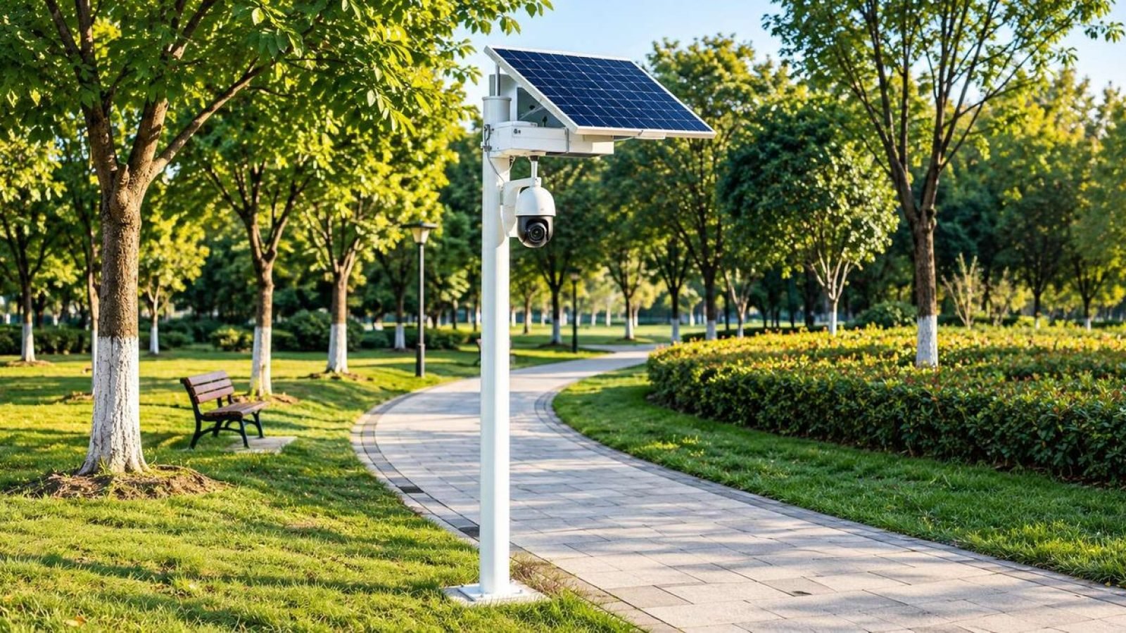 Solar power supply for camera security monitoring