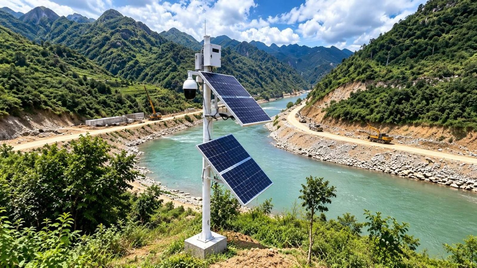 Solar power supply for river and water monitoring