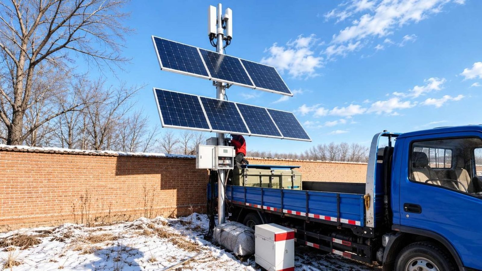 Solar power supply for remote network coverage