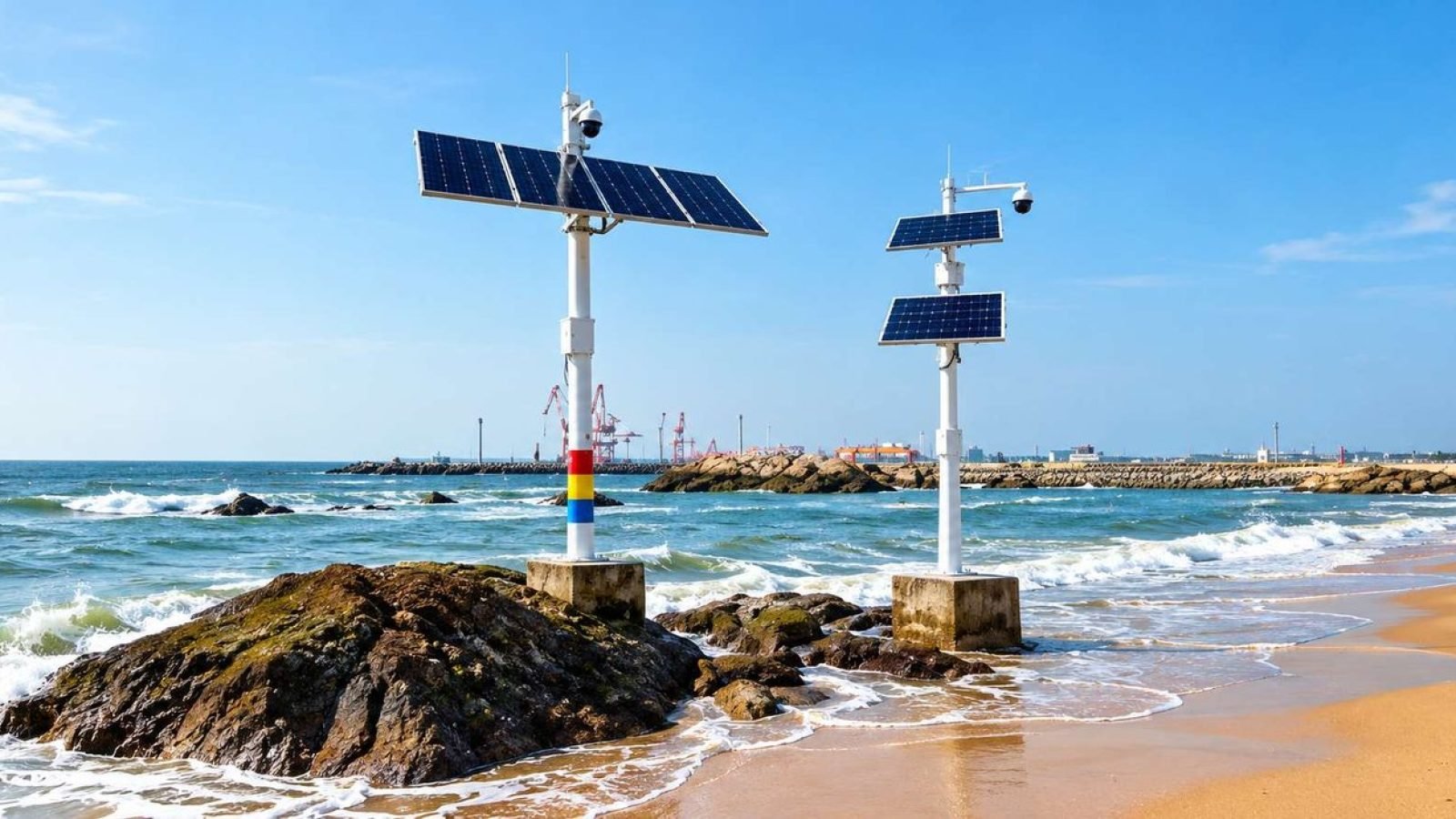 Solar power supply for marine monitoring